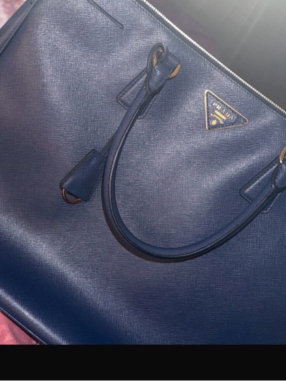 Prada Navy Blue Saffiano Leather Tote